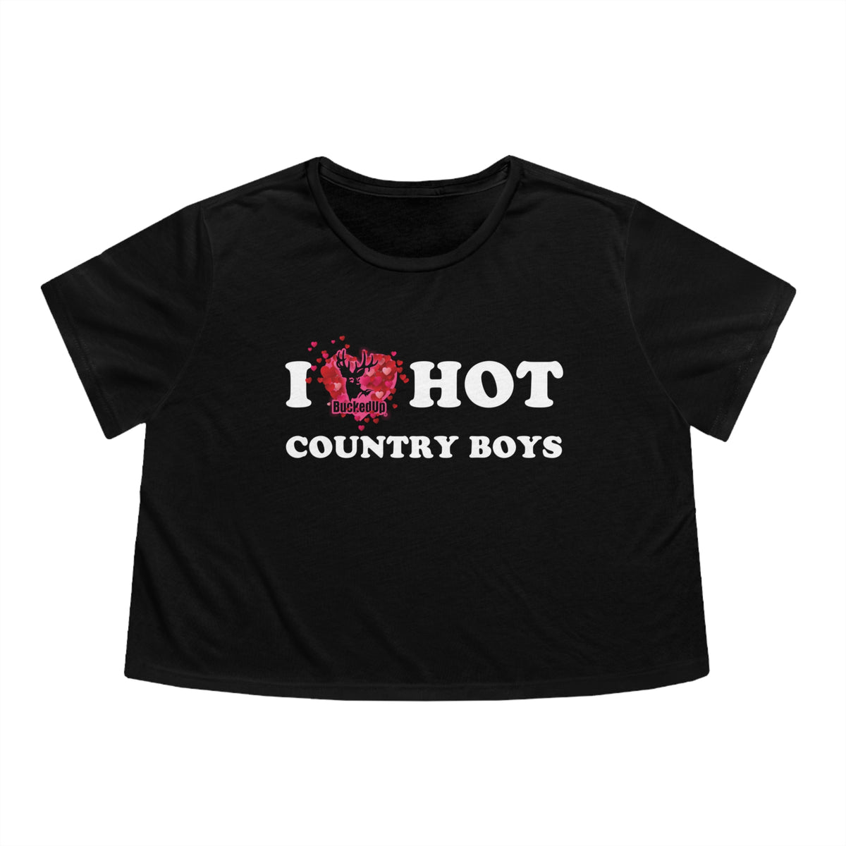I Heart Hot Country Boys BuckedUp® Women's Flowy Cropped Tee