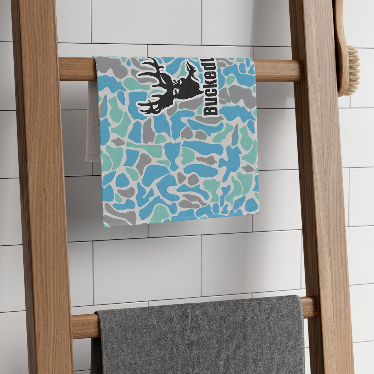 Teal Camo Rally Towel with BuckedUp Logo
