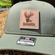 BuckedUp® Leather Patch Loden Green Rope with Green Mesh Snapback