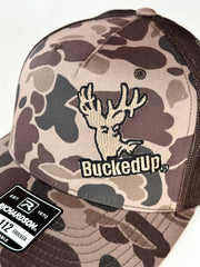 BuckedUp® Logo in Duck Camo and Brown Mesh Snapback