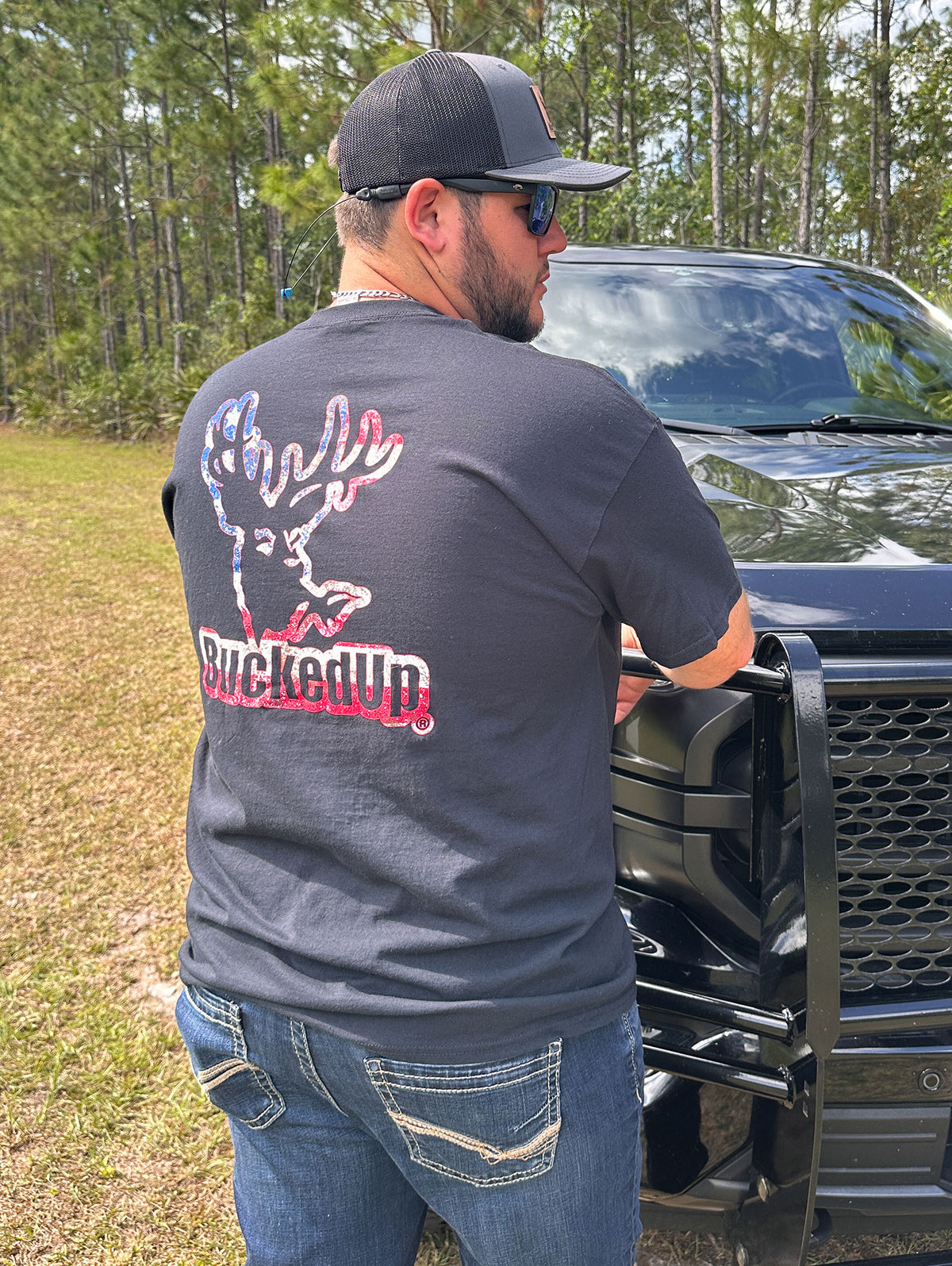 Short Sleeve Black with American BuckedUp® Logo - BuckedUp Apparel