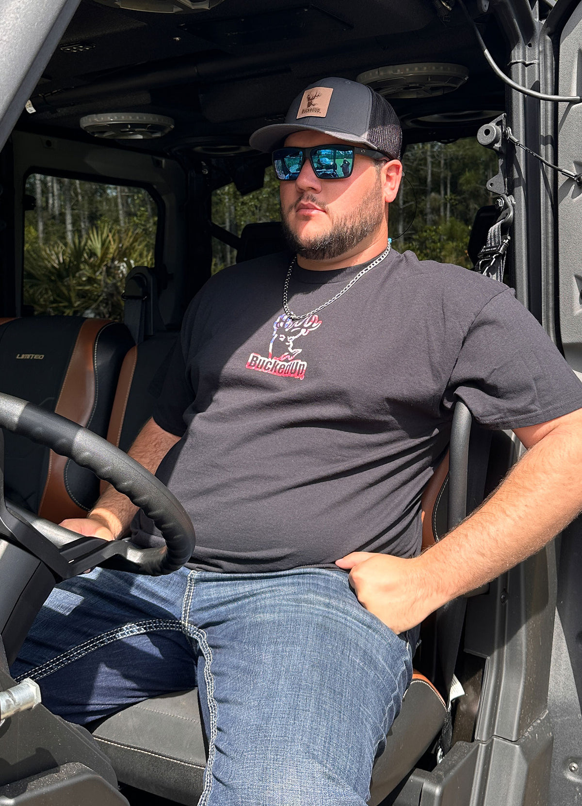 Short Sleeve Black with American BuckedUp® Logo - BuckedUp Apparel