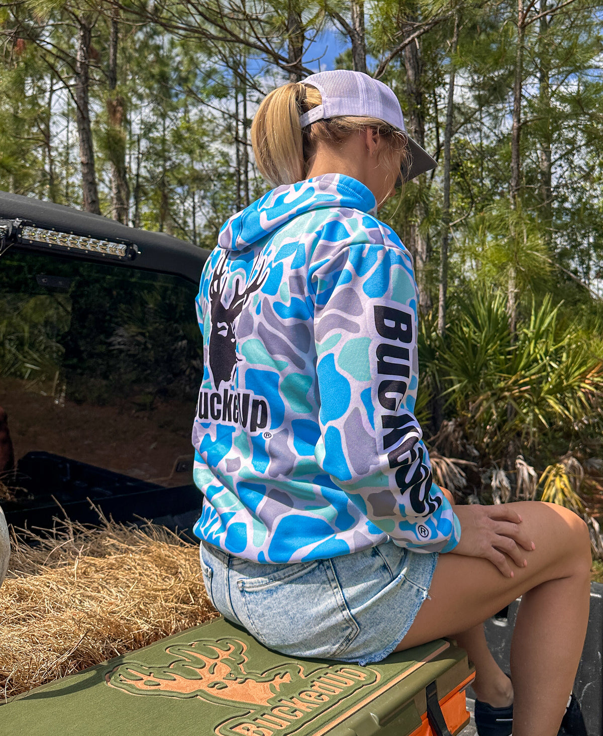 Teal Duck Camo BuckedUp Pullover Hoodie