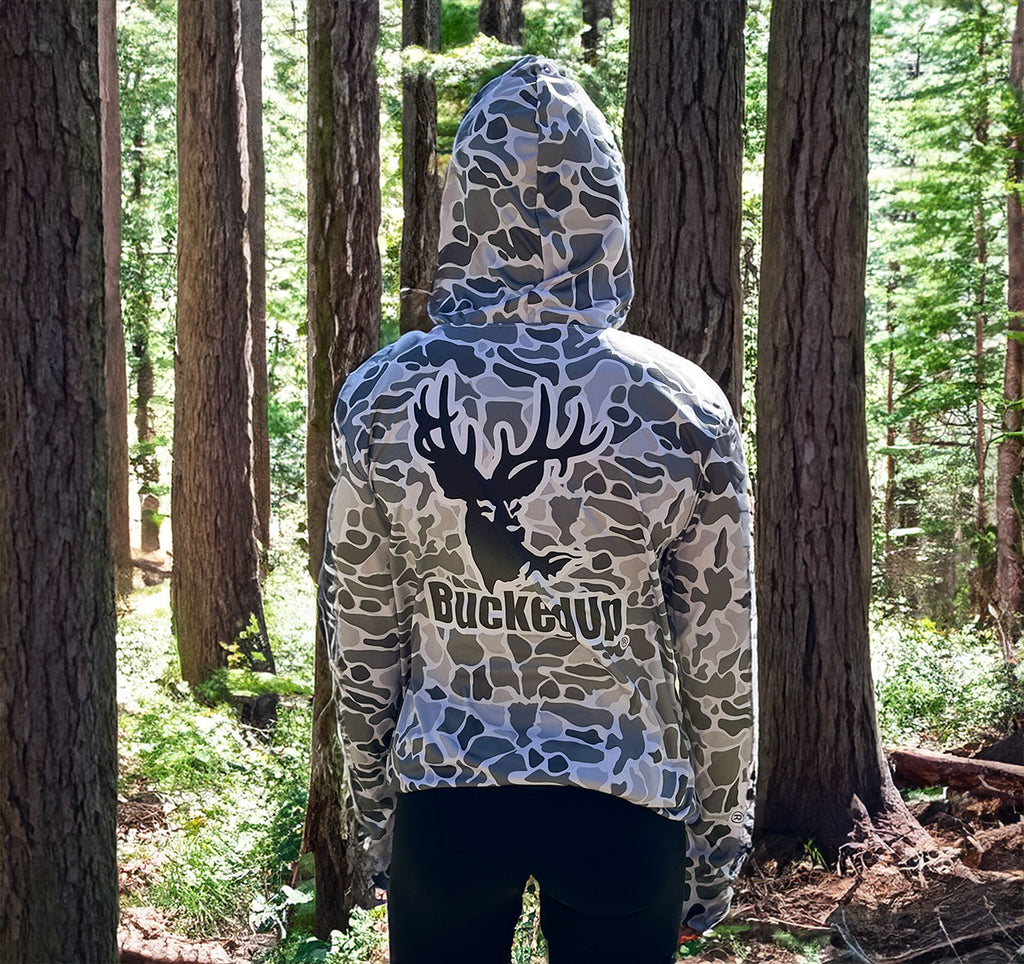 Performance Hoodie White Duck Camo with Classic BuckedUp® Logo