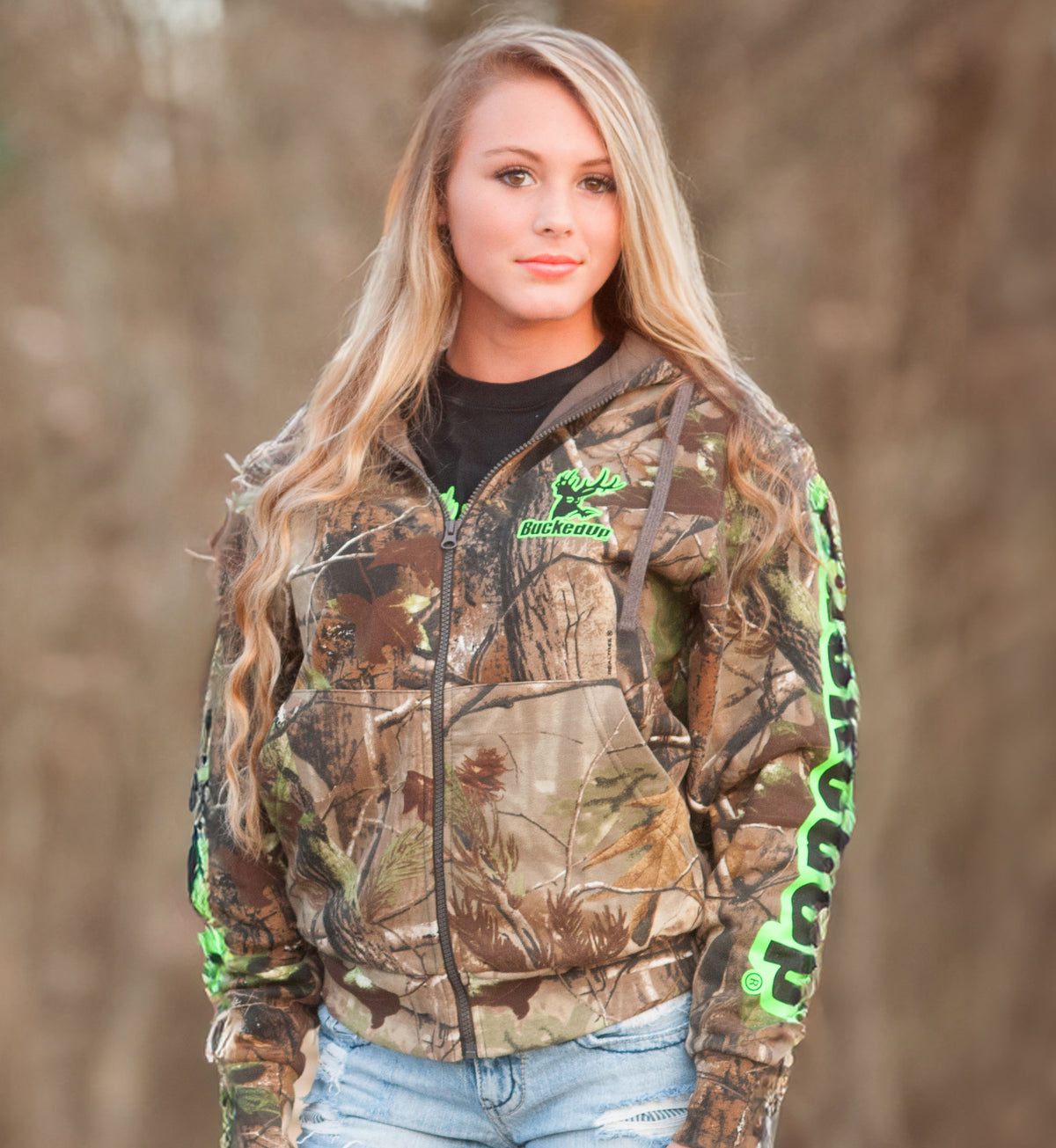 Zipper Hoodie BuckedUp® Realtree APG Camo with Classic BuckedUp® Logo - BuckedUp Apparel