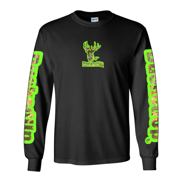 Youth Long Sleeve Black with Color/Camo BuckedUp® Logo