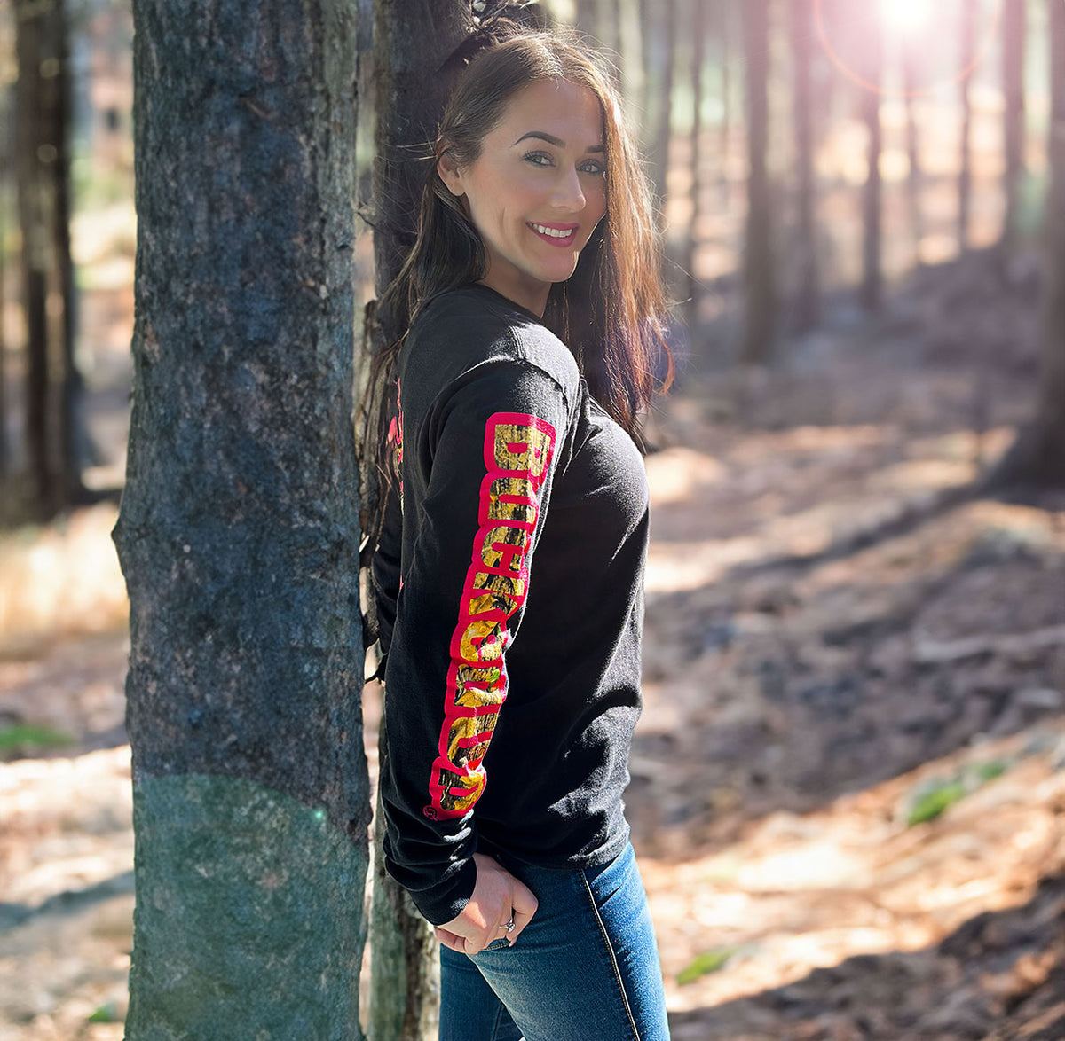 Long Sleeve Black with Pink Camo BuckedUp® Logo - BuckedUp Apparel