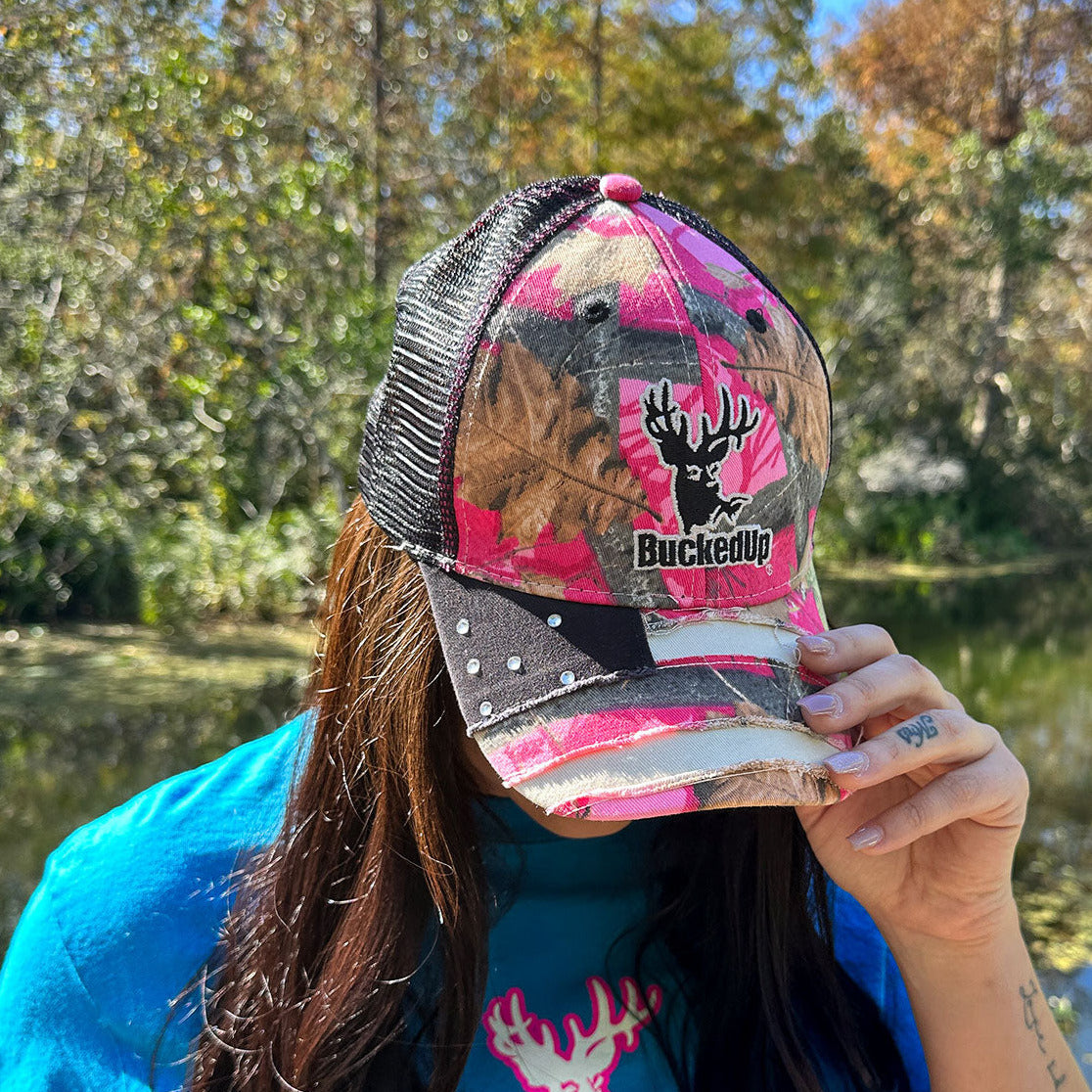 BuckedUp® Girly Flag Mesh Hat - BuckedUp Apparel