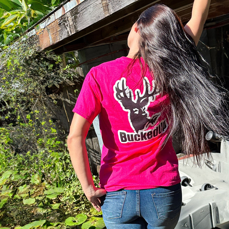 Short Sleeve Berry Pink with Black White BuckedUp® Logo - BuckedUp Apparel
