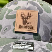 BuckedUp® Leather Patch Marsh Duck Camo with Green Mesh Snapback