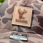 BuckedUp® Leather Patch Bark Duck Camo with Brown Mesh Snapback