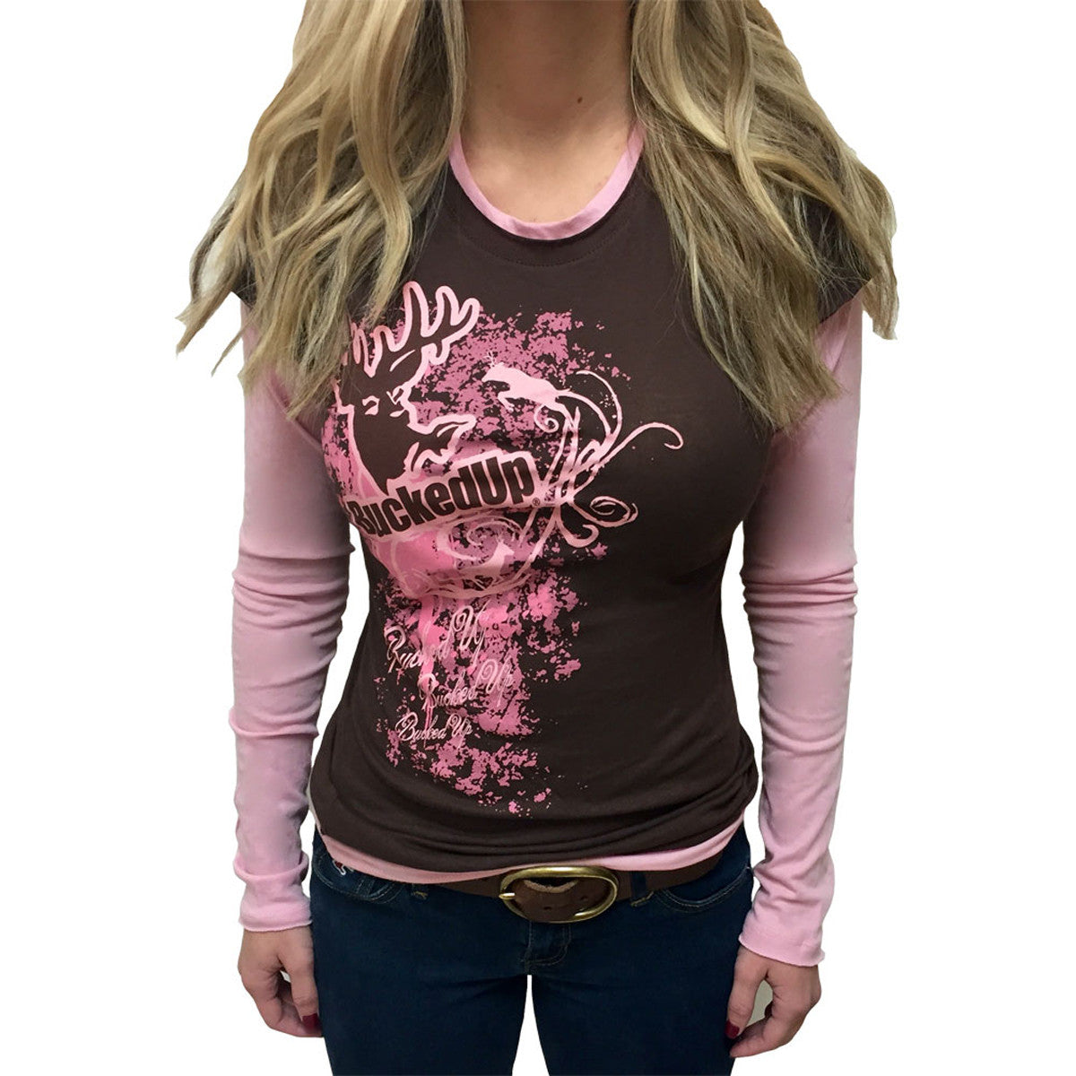 2fer - Chocolate with Pink Logo - BuckedUp Apparel
