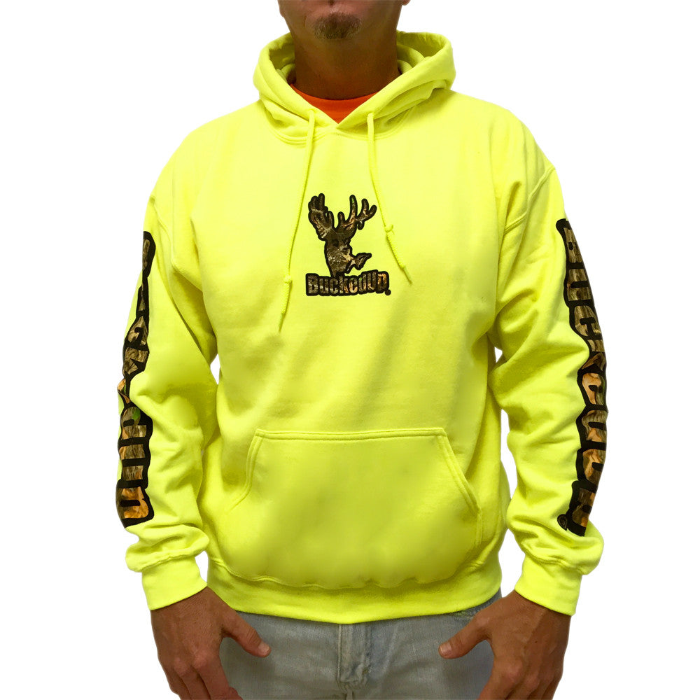 Pullover Hoodie Safety Green with Black Camo BuckedUp® Logo - BuckedUp Apparel