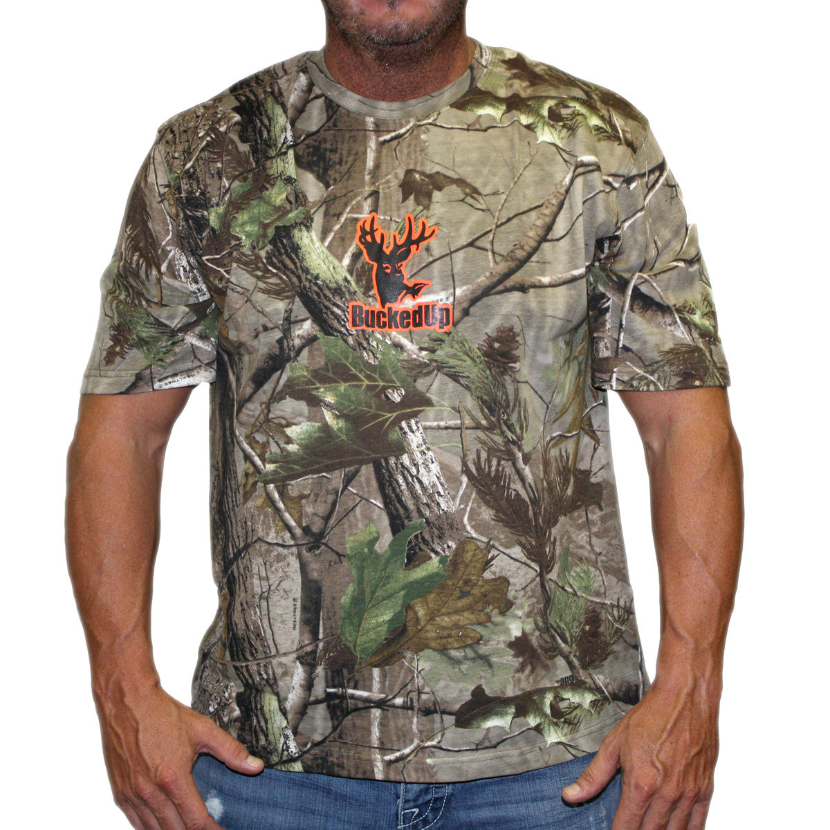 Short Sleeve Realtree APG Camo with Orange BuckedUp® Logo - BuckedUp Apparel