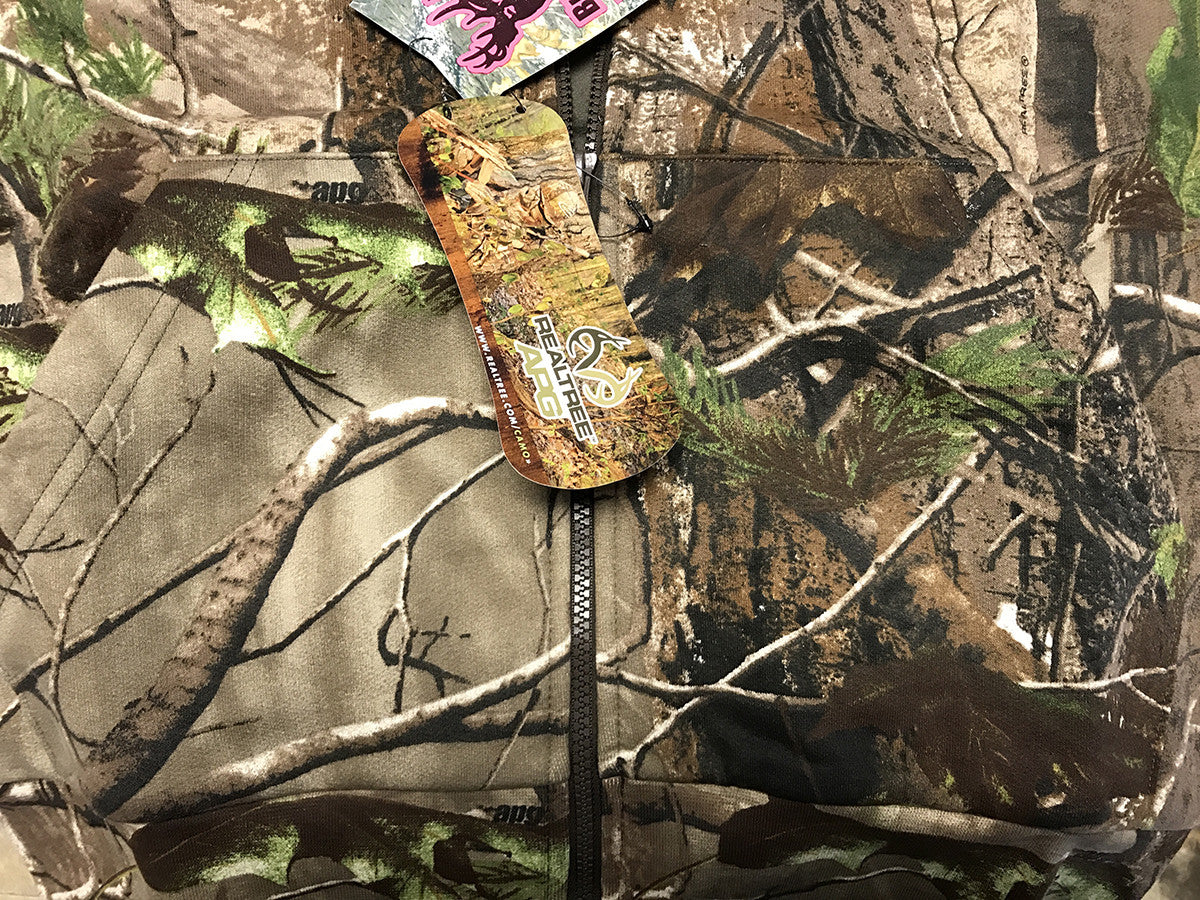 Zipper Hoodie Realtree® APG Camo with BuckedUp® Pink Logo with Embroidered Logo - BuckedUp Apparel