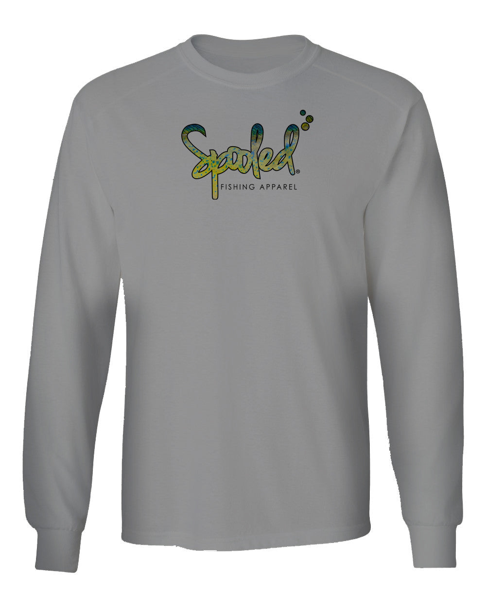 Performance Long Sleeve Silver with Spooled Mahi Skin Logo SPF-30 - BuckedUp Apparel