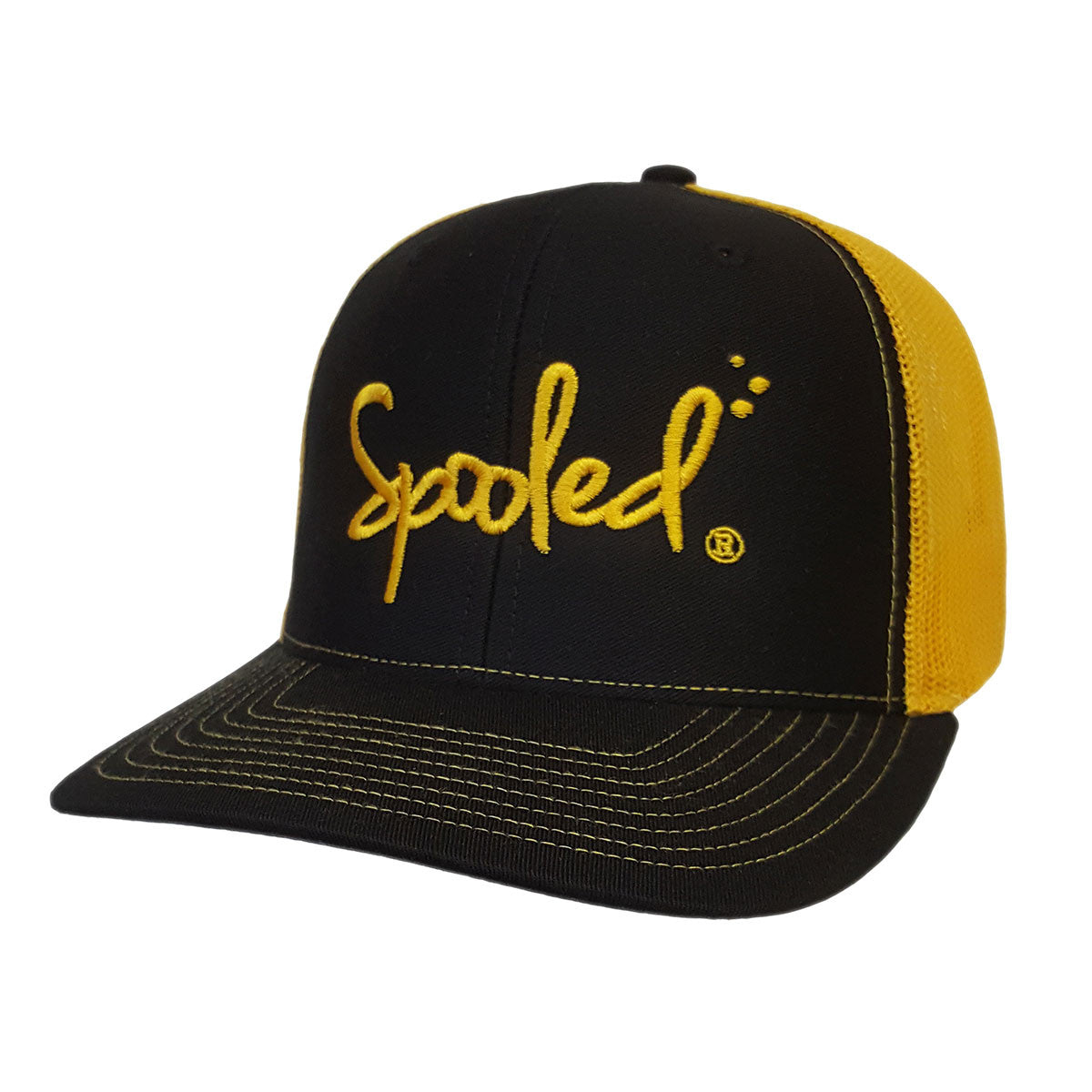 Spooled Black with Yellow Mesh Snapbacks - BuckedUp Apparel