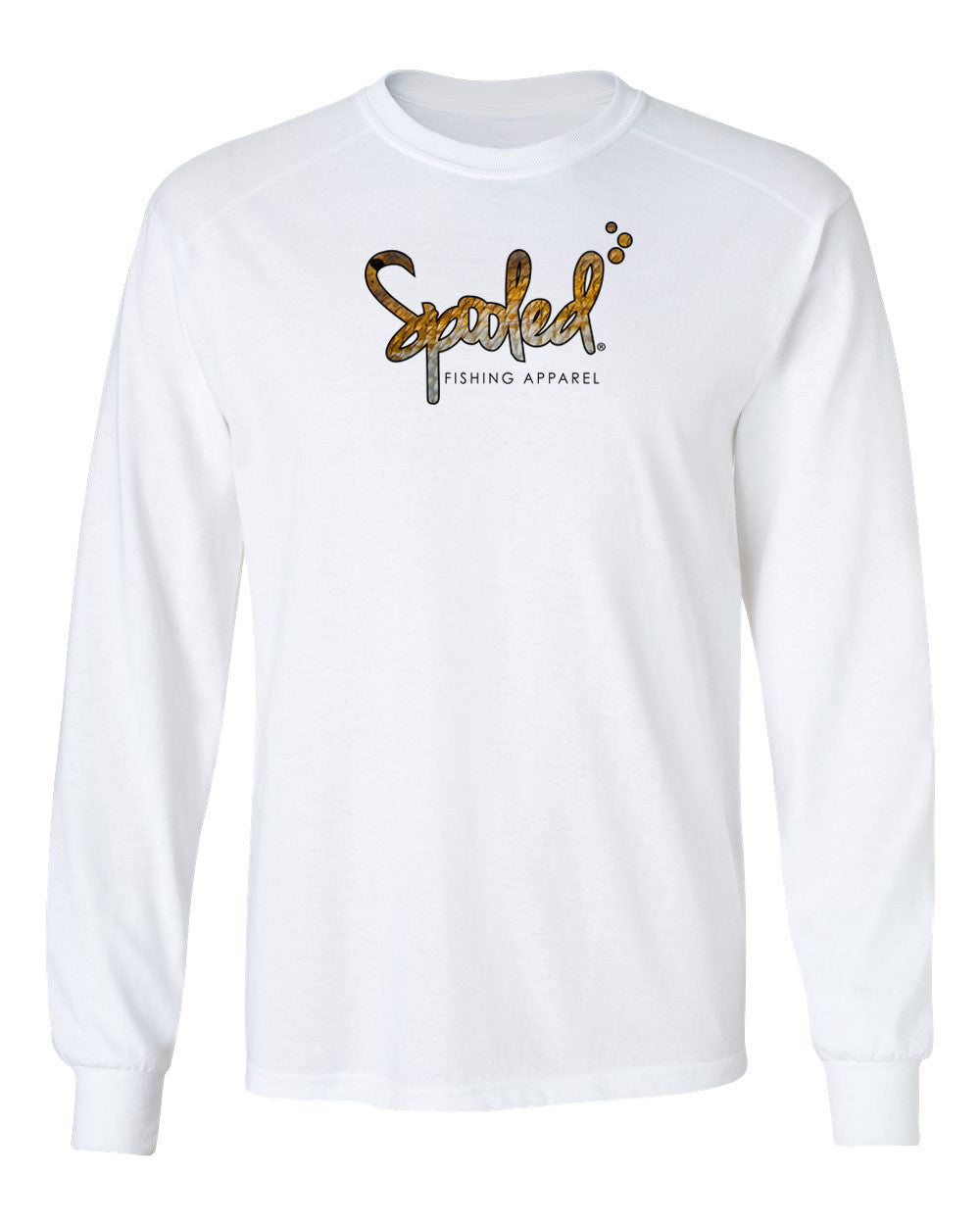 Performance Long Sleeve White with Spooled Redfish Skin Logo SPF-30 - BuckedUp Apparel