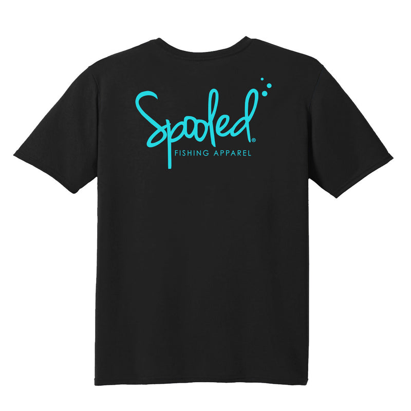 Short Sleeve Black with Aqua Spooled Logo - BuckedUp Apparel