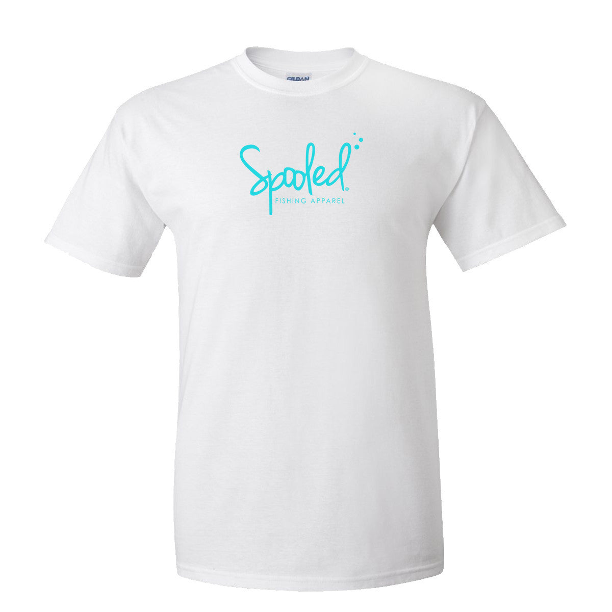 Short Sleeve White with Aqua Spooled Logo - BuckedUp Apparel
