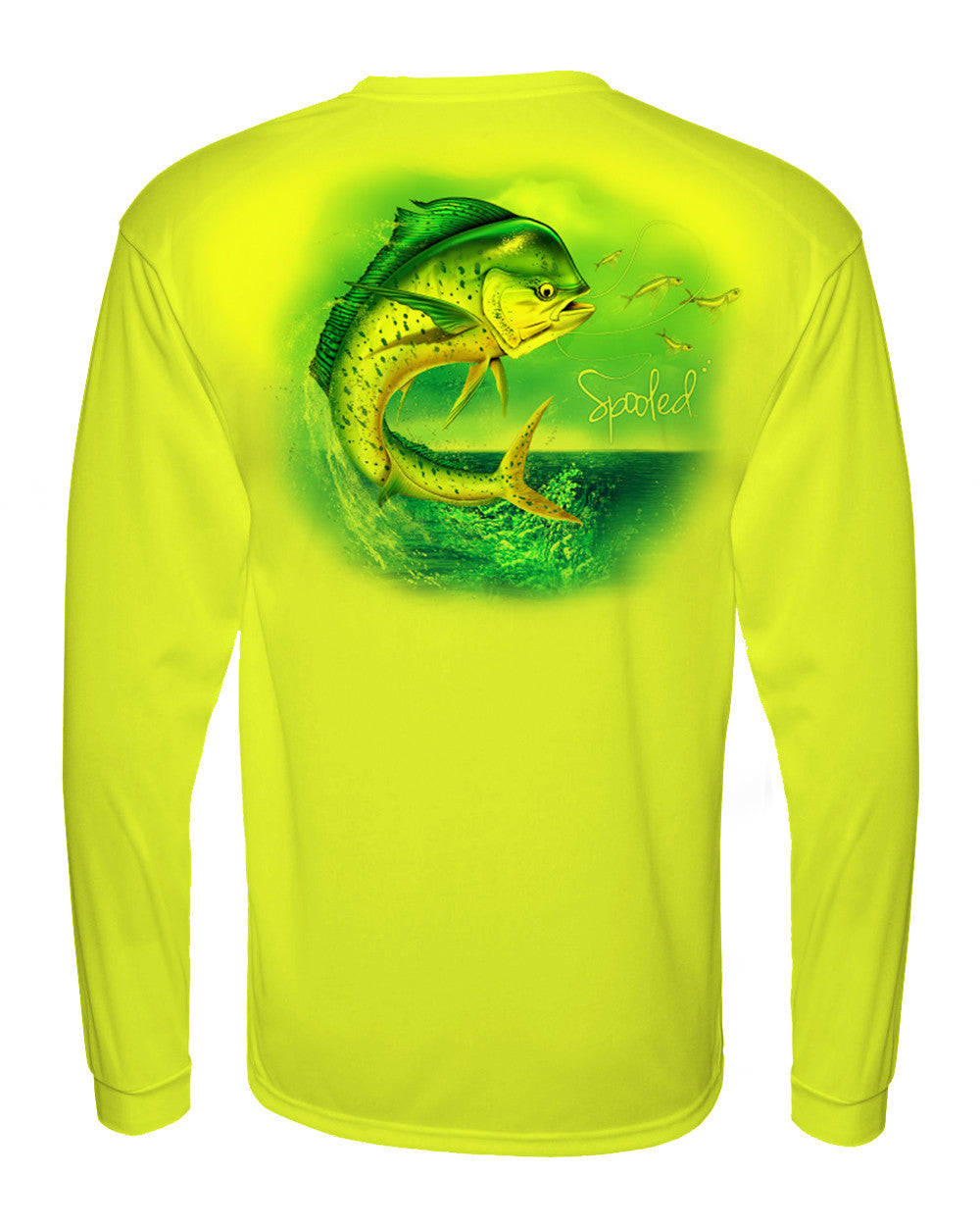 Performance Long Sleeve Yellow with Spooled Mahi SPF-30 - BuckedUp Apparel