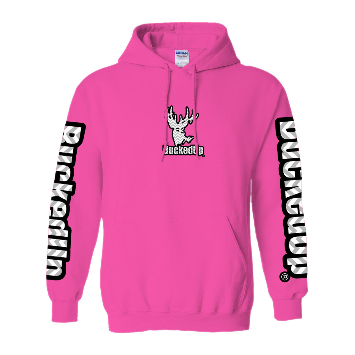 Pullover Hoodie - Safety Pink with Chevron BuckedUp® Logo - BuckedUp Apparel