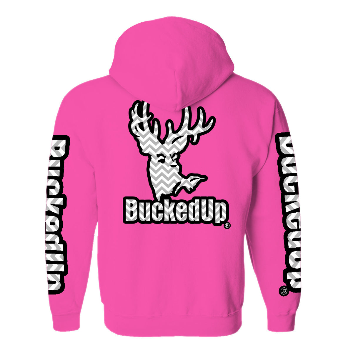 Pullover Hoodie - Safety Pink with Chevron BuckedUp® Logo - BuckedUp Apparel