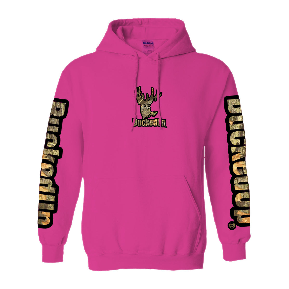 Pullover Hoodie Berry Pink with Black Camo BuckedUp® Logo - BuckedUp Apparel