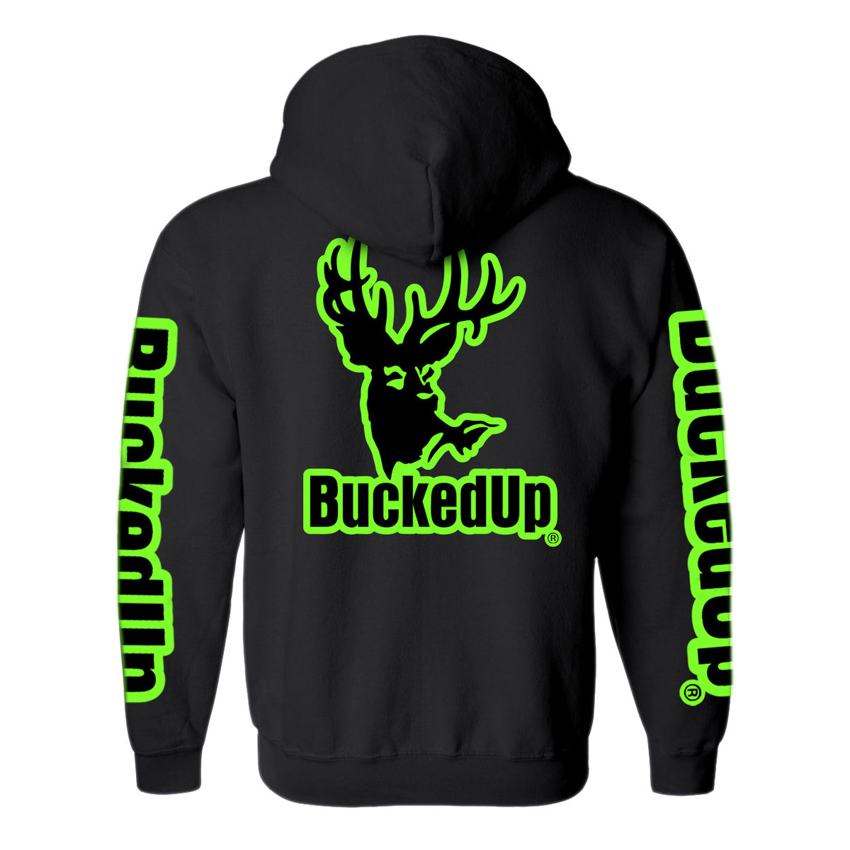 Pullover Hoodie - Black with Classic BuckedUp@ Logo - BuckedUp Apparel