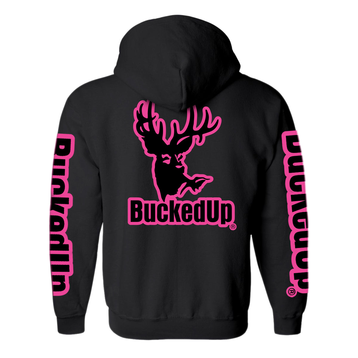 Pullover Hoodie - Black with Classic BuckedUp@ Logo - BuckedUp Apparel
