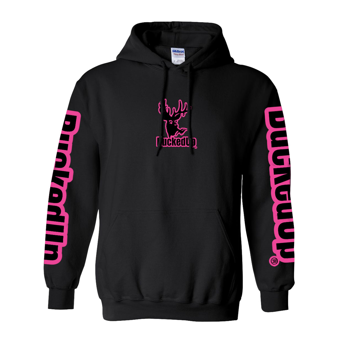 Pullover Hoodie - Black with Classic BuckedUp@ Logo - BuckedUp Apparel