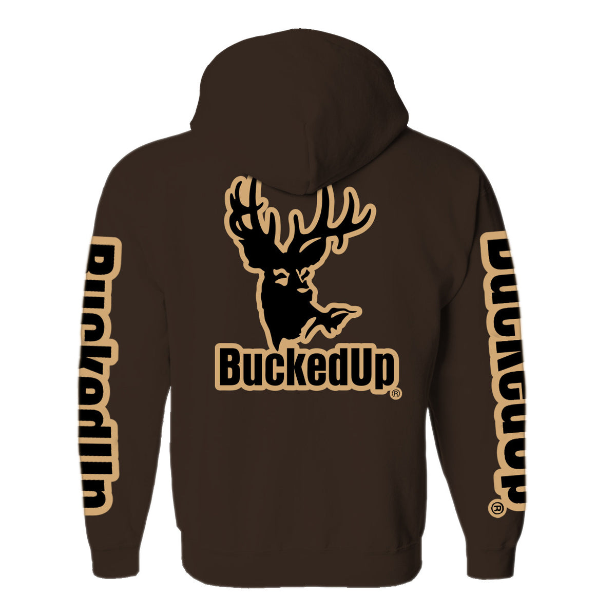 Pullover Hoodie - Chocolate with Tan BuckedUp® Logo - BuckedUp Apparel