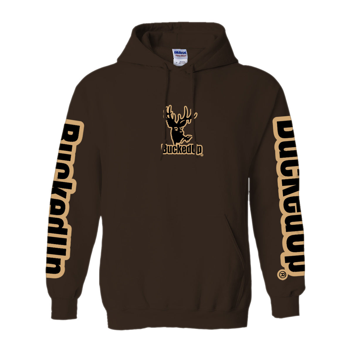 Pullover Hoodie - Chocolate with Tan BuckedUp® Logo - BuckedUp Apparel