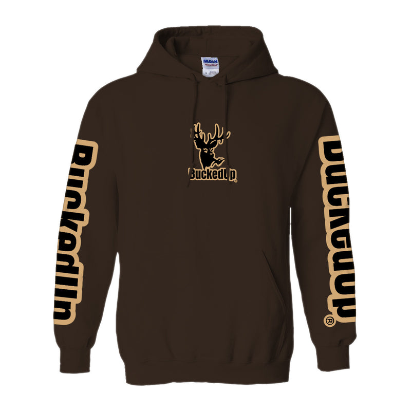 Pullover Hoodie - Chocolate with Tan BuckedUp® Logo - BuckedUp Apparel