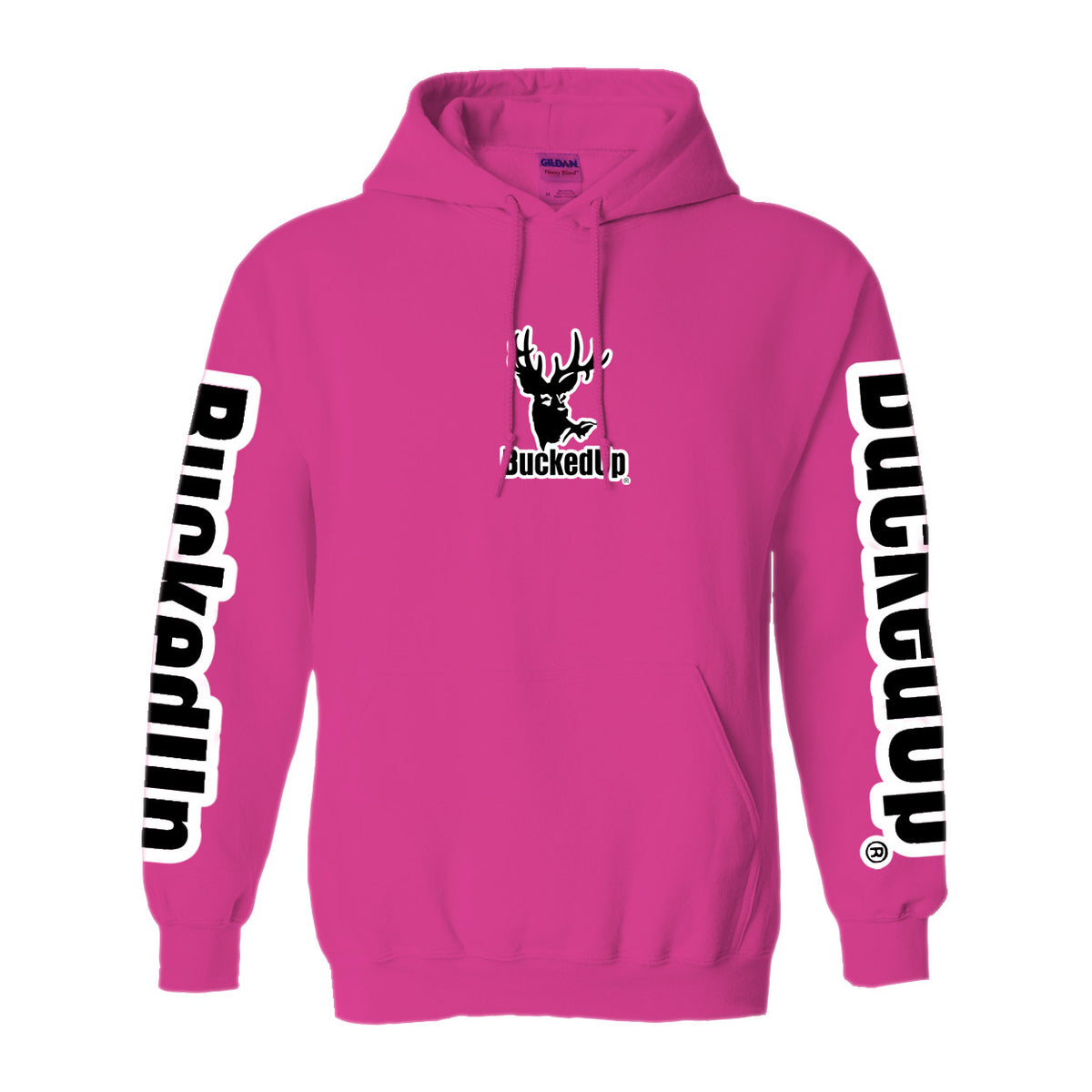 Pullover Hoodie - Berry Pink with White BuckedUp® Logo - BuckedUp Apparel