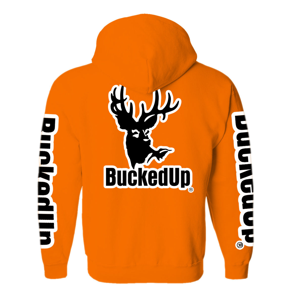 Pullover Hoodie - Safety Orange with White BuckedUp® Logo - BuckedUp Apparel
