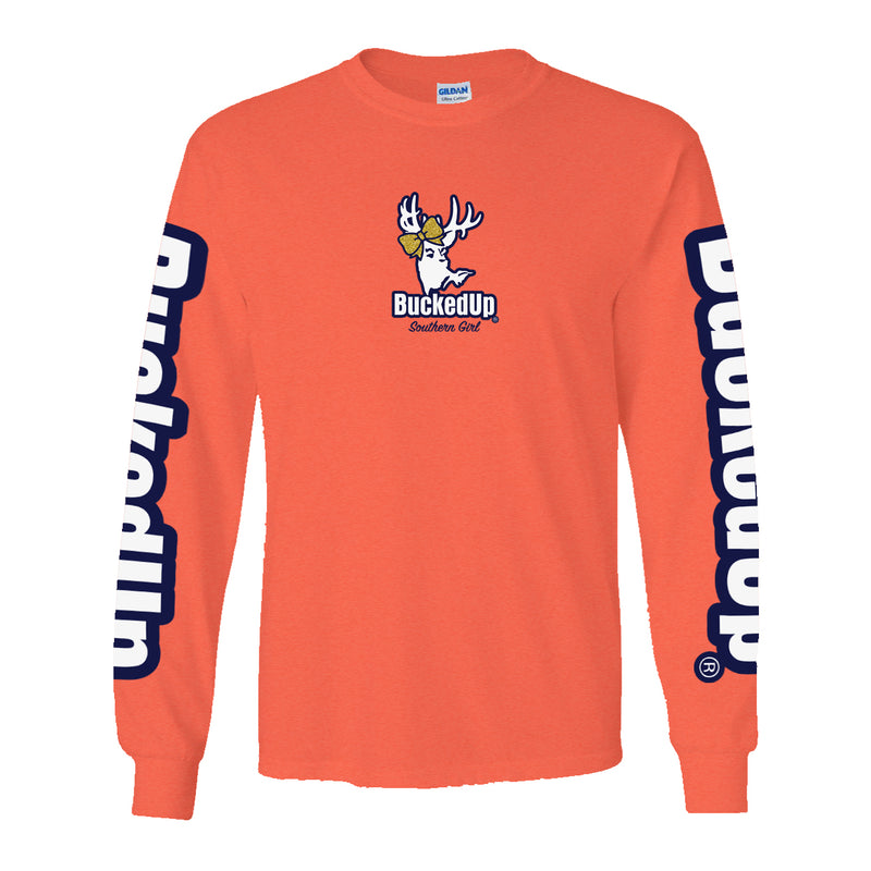 Long Sleeve Coral with Southern Girl Bow BuckedUp® Logo - BuckedUp Apparel