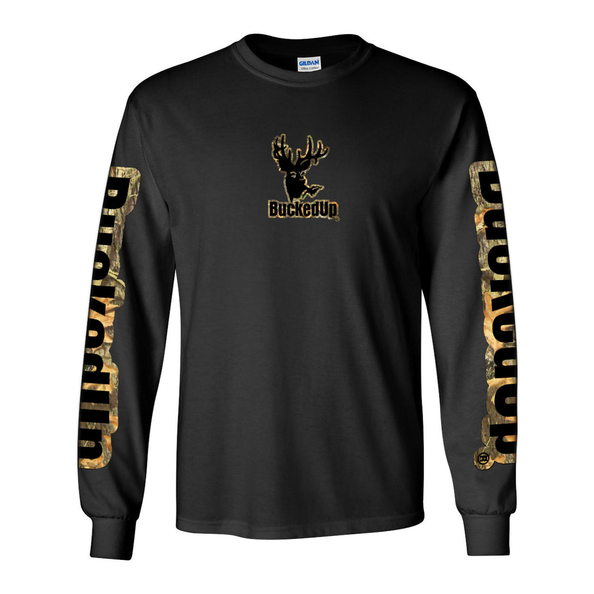 Long Sleeve Black with Camo Black BuckedUp® Logo - BuckedUp Apparel