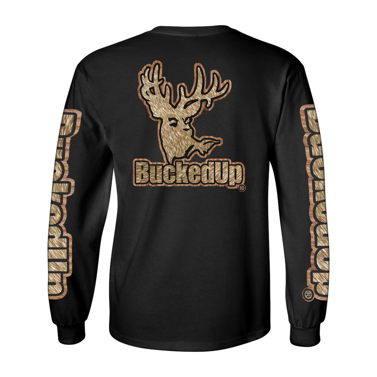 Long Sleeve Black with Tan Buckskin BuckedUp® Logo - BuckedUp Apparel