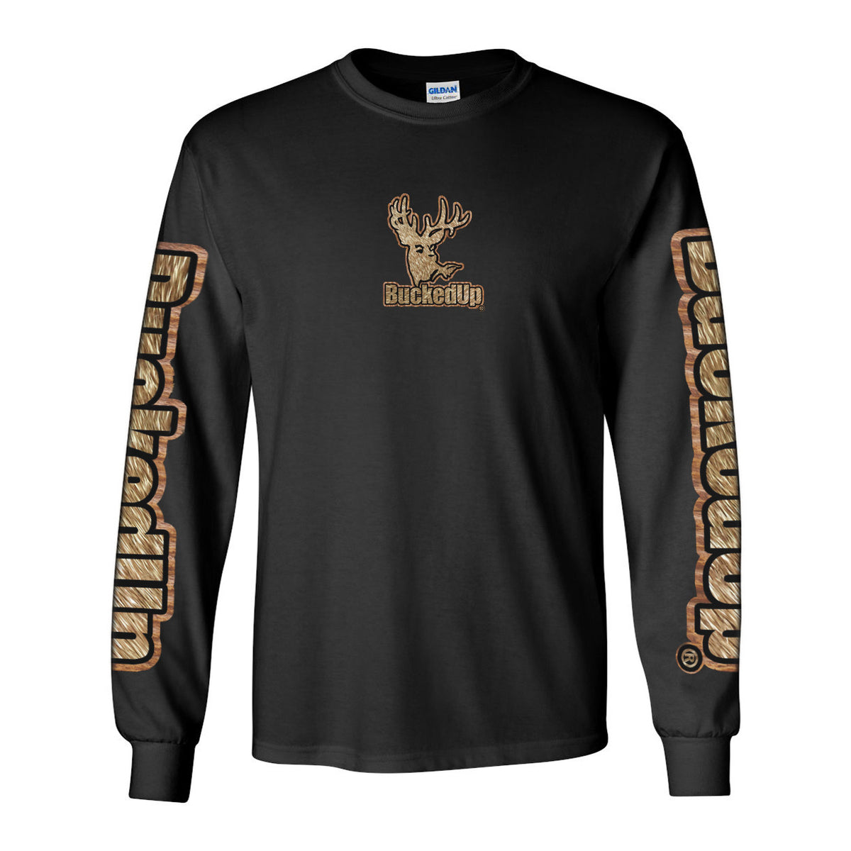 Long Sleeve Black with Tan Buckskin BuckedUp® Logo - BuckedUp Apparel