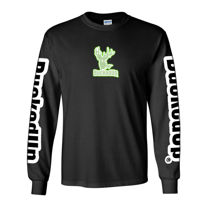 Long Sleeve Black with Glow Reflective BuckedUp® Logo - BuckedUp Apparel