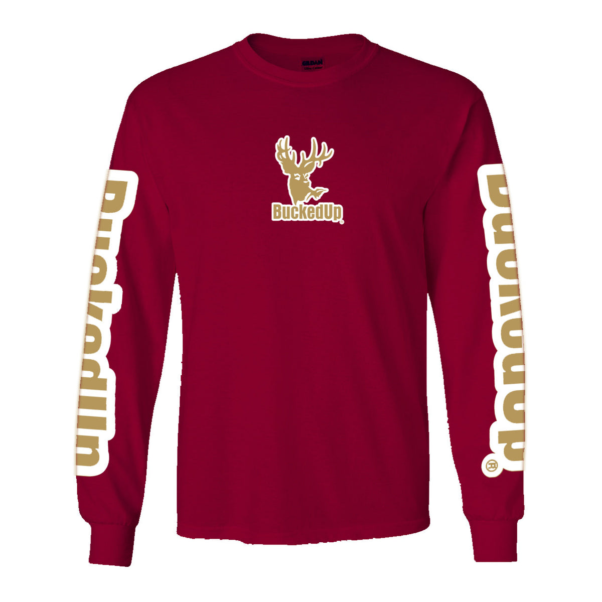 Long Sleeve Garnet with Gold BuckedUp® Logo - BuckedUp Apparel