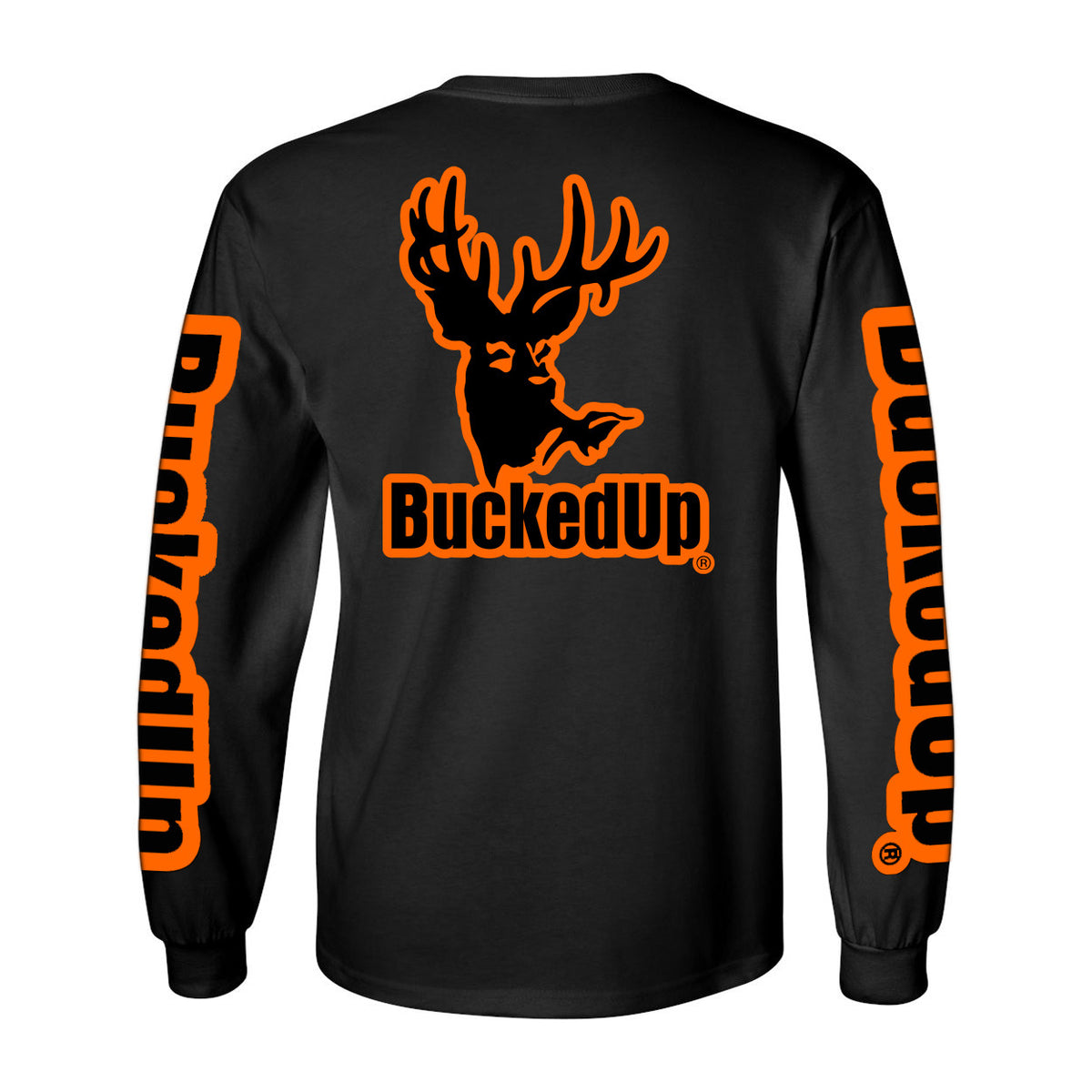 Youth Long Sleeve BuckedUp® Black with Orange Logo - BuckedUp Apparel