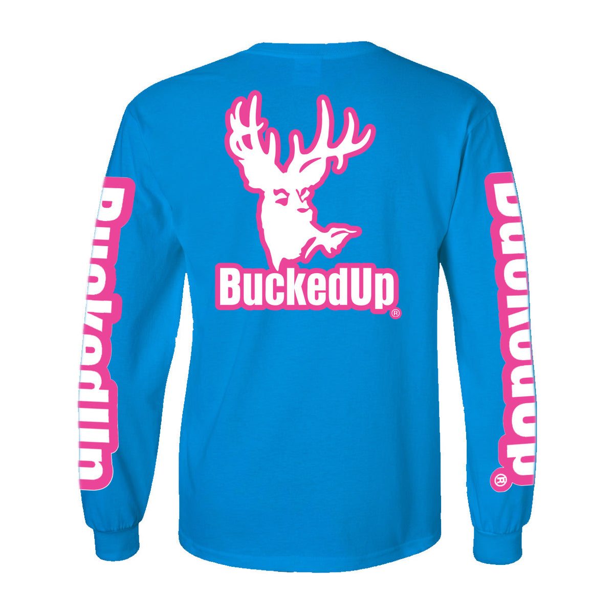 Long Sleeve Sapphire with Pink BuckedUp® Logo - BuckedUp Apparel