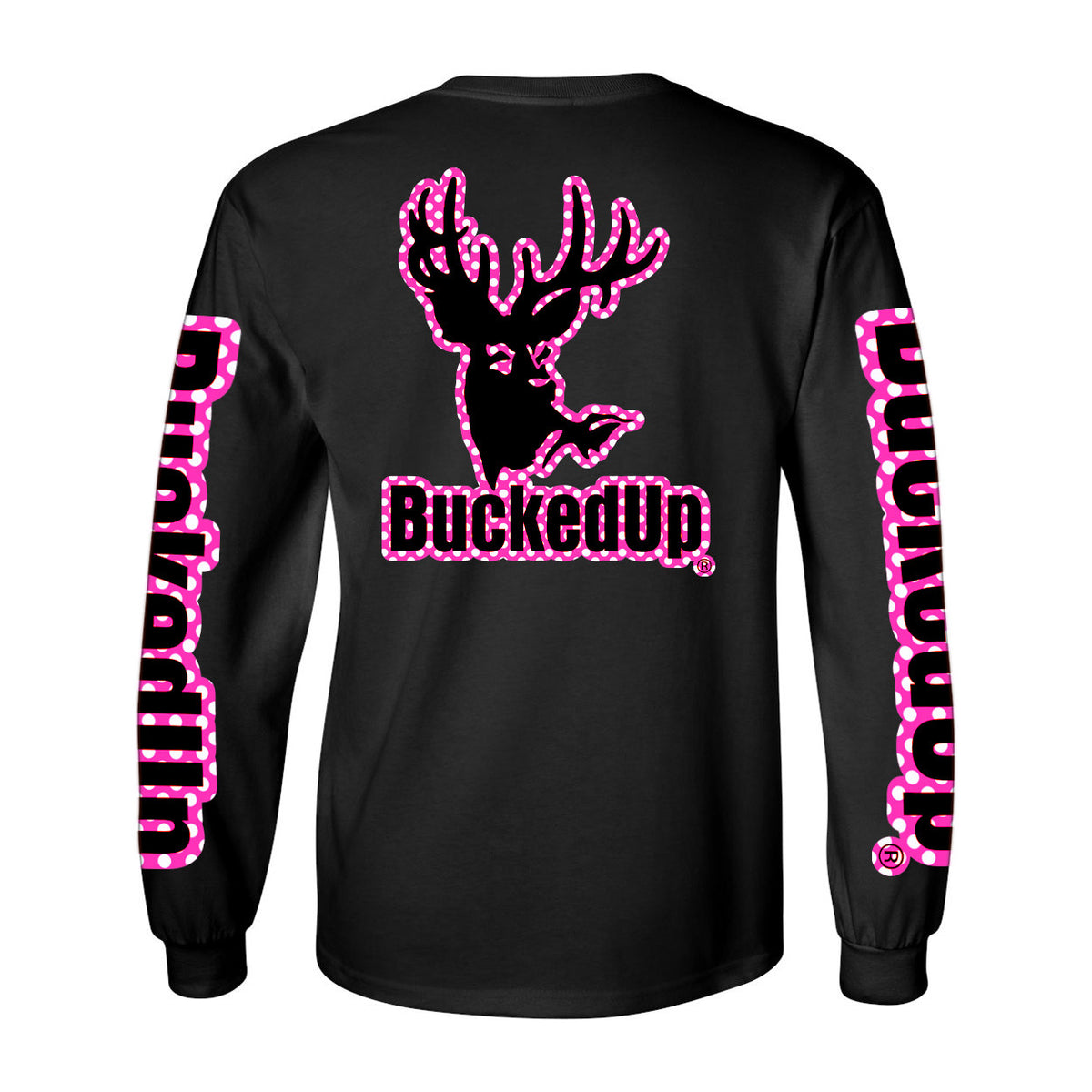 Long Sleeve Black with Polka Dot BuckedUp® Logo - BuckedUp Apparel