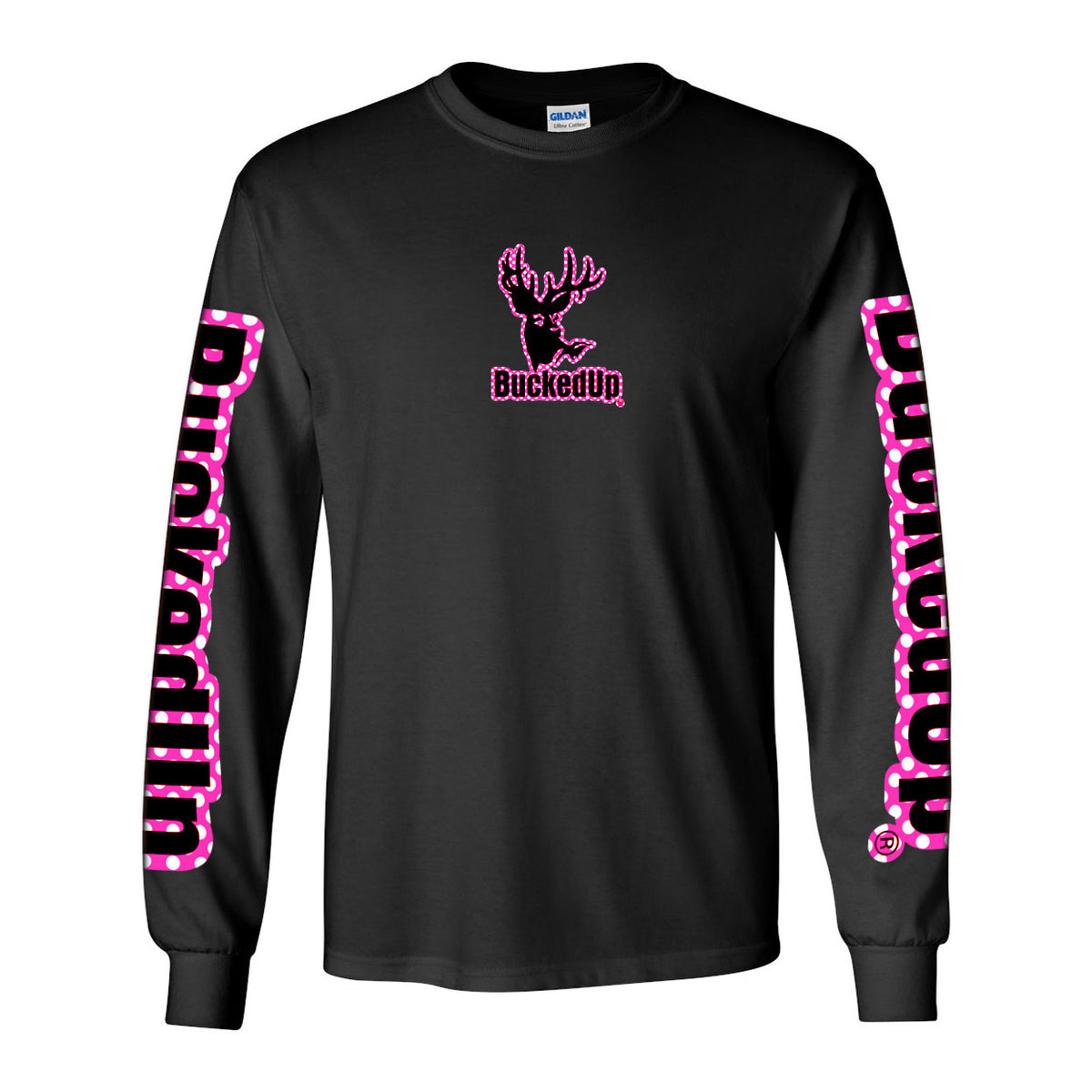 Long Sleeve Black with Polka Dot BuckedUp® Logo - BuckedUp Apparel