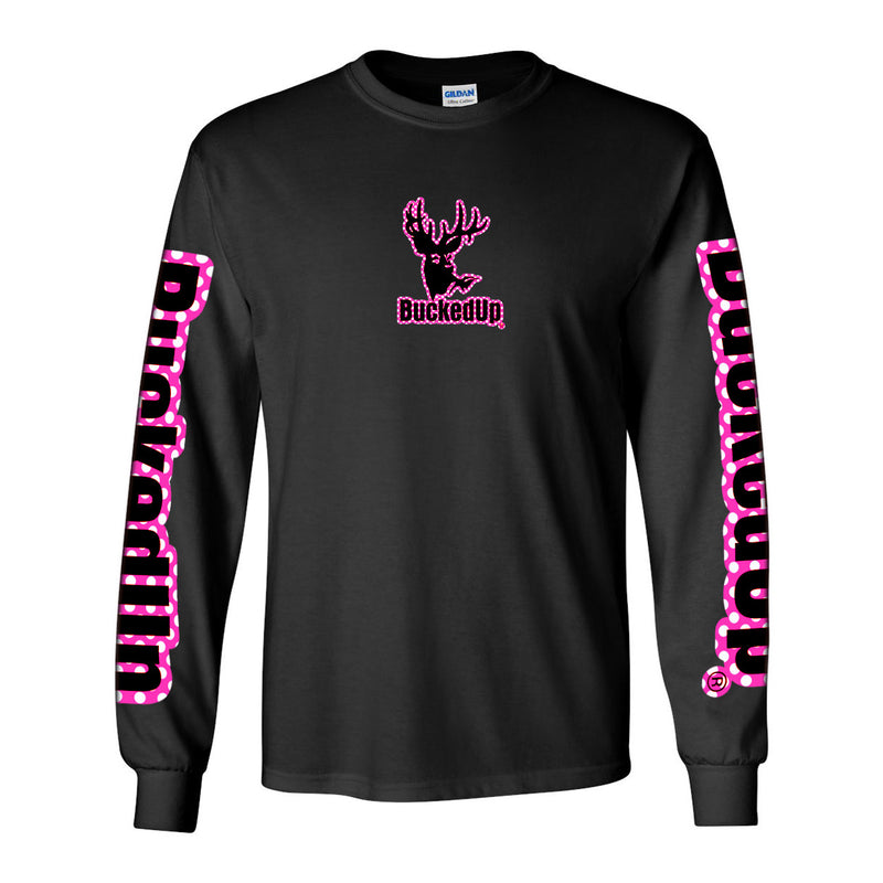 Long Sleeve Black with Polka Dot BuckedUp® Logo - BuckedUp Apparel