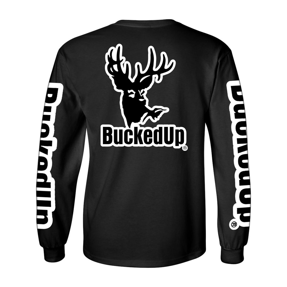 Youth Long Sleeve BuckedUp® Black with White Logo - BuckedUp Apparel