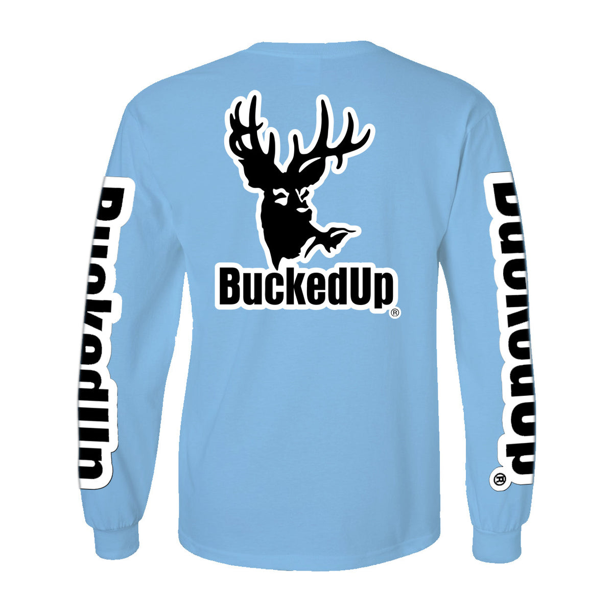 Long Sleeve Carolina Blue with White BuckedUp® Logo - BuckedUp Apparel