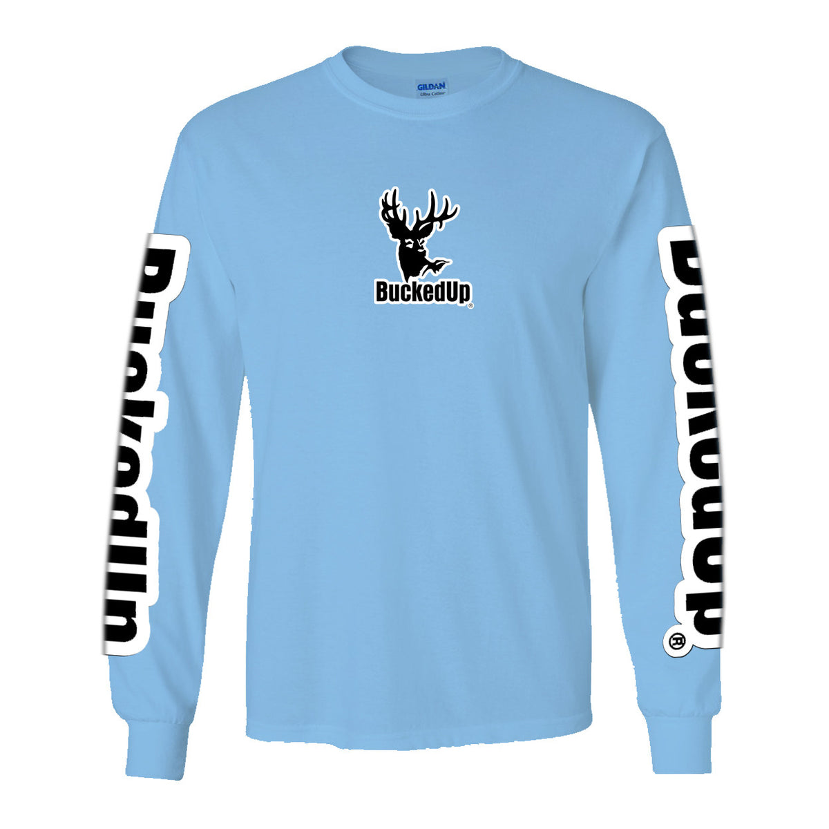 Long Sleeve Carolina Blue with White BuckedUp® Logo - BuckedUp Apparel